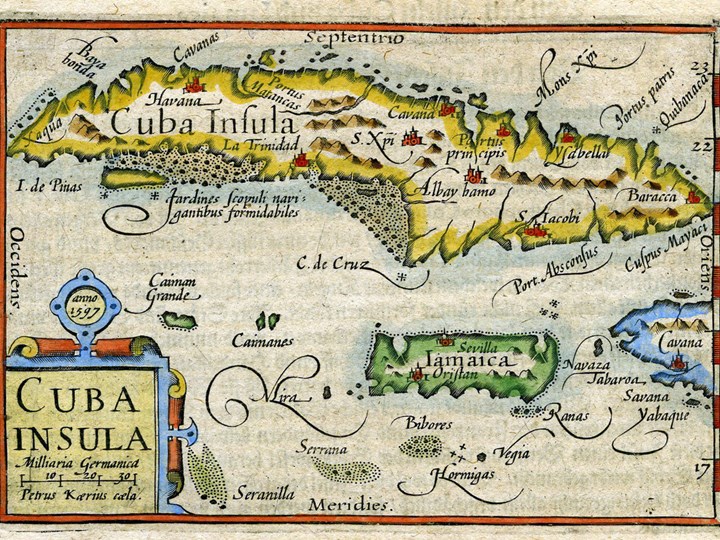 Large Old Map Of Cuba